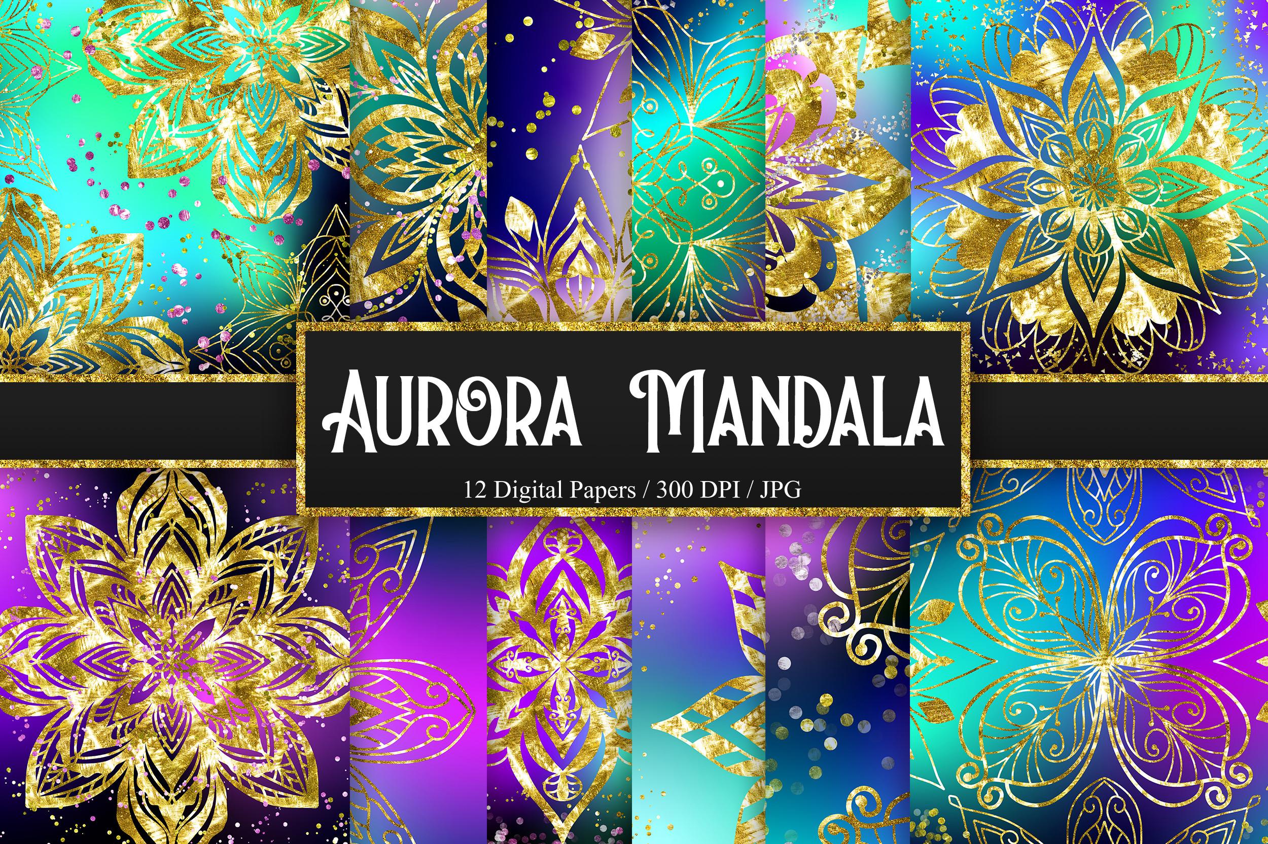Aurora Mandala Glitter Background
