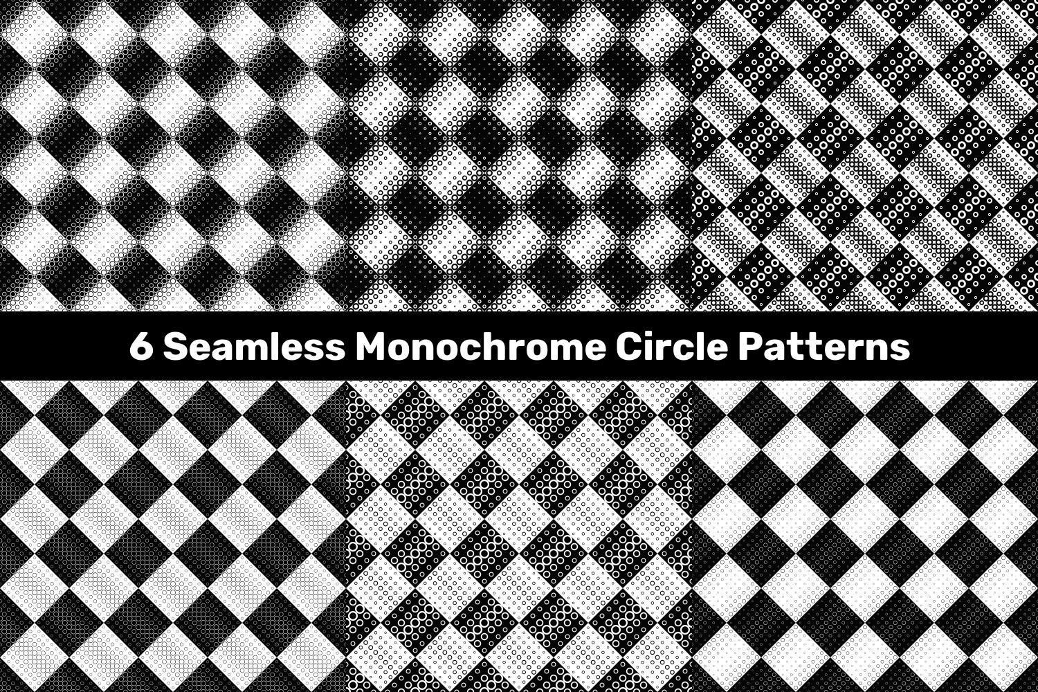 6 Seamless Monochrome Circle Patterns