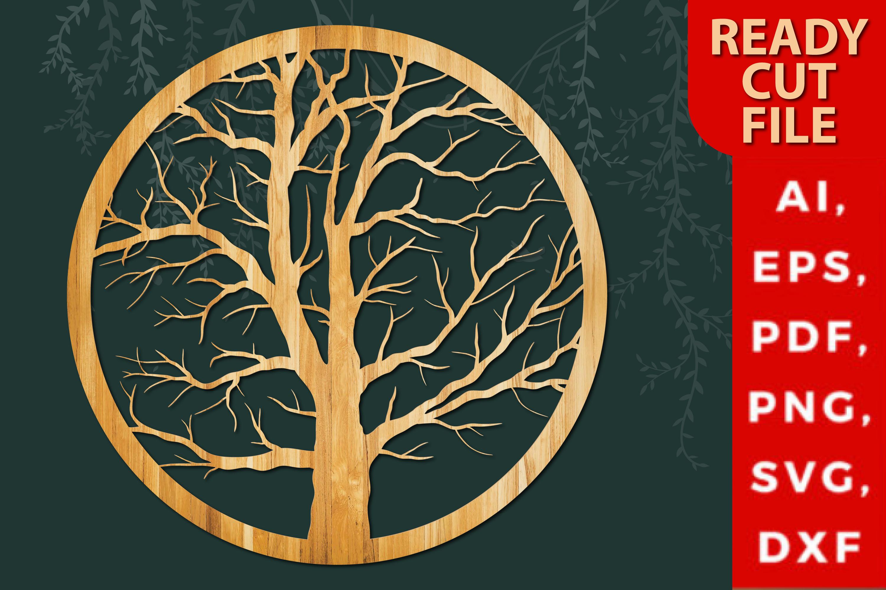 Laser/paper Cut Tree Svg in a Circle