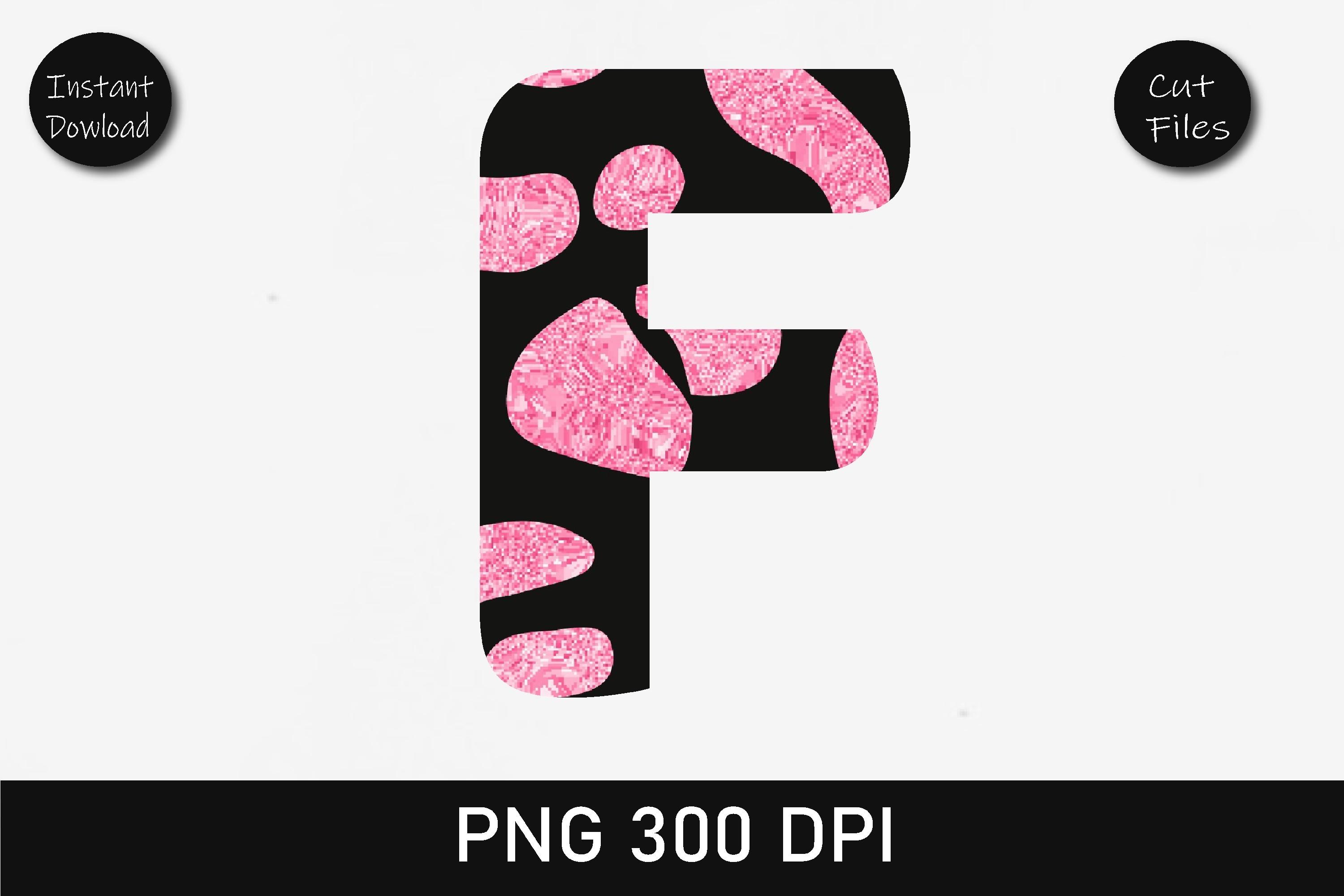 Pink Glitter Leopard Alphabet F