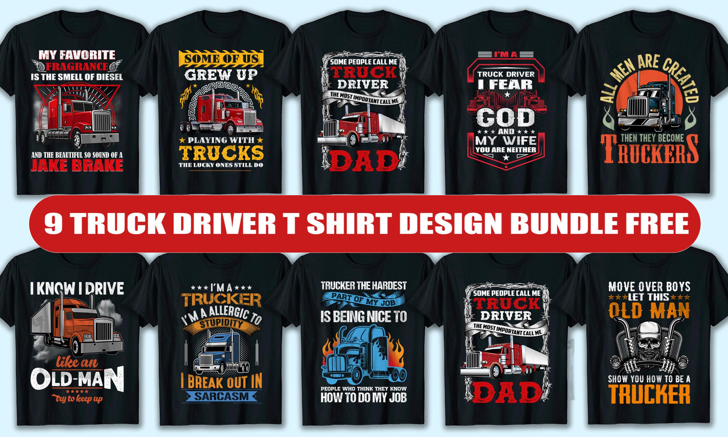 Truck Driver T Shirt Design Bundle Free