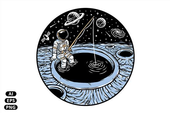 Astronaut Fishing on the Planet