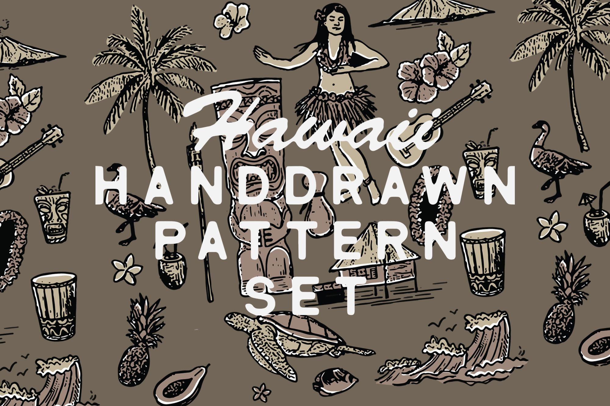 Hawaii Handdrawn Pattern Set