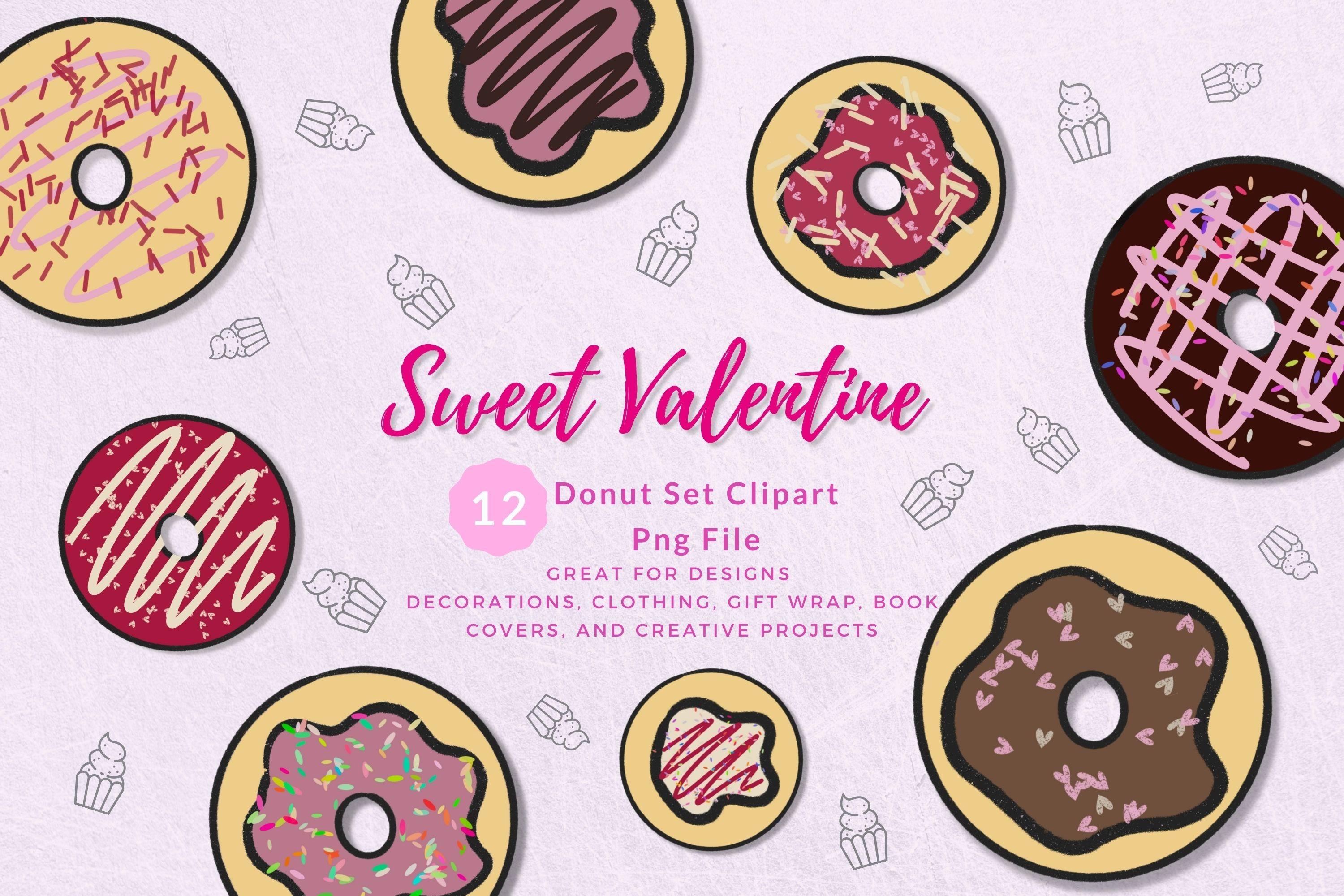 Sweet Valentine Donut Set Clipart