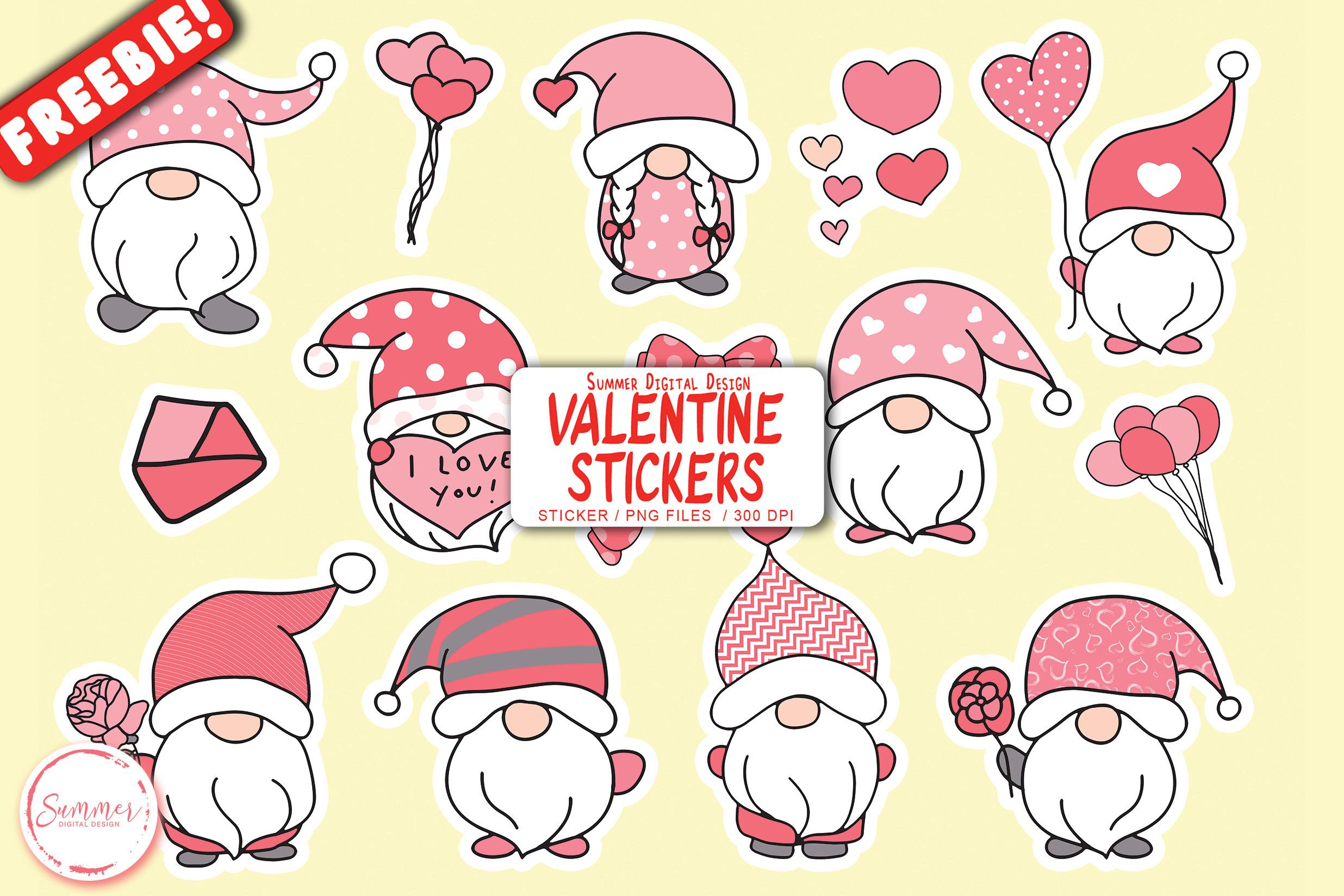 Valentine Gnomes Printable Stickers