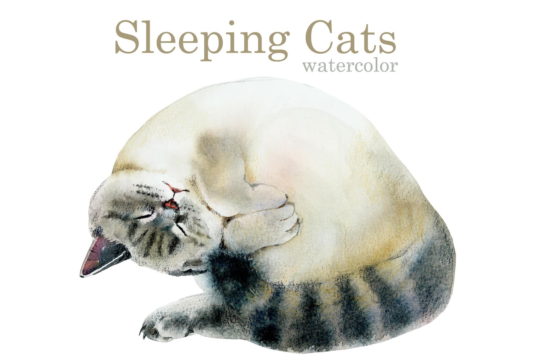Watercolor Sleeping Cats