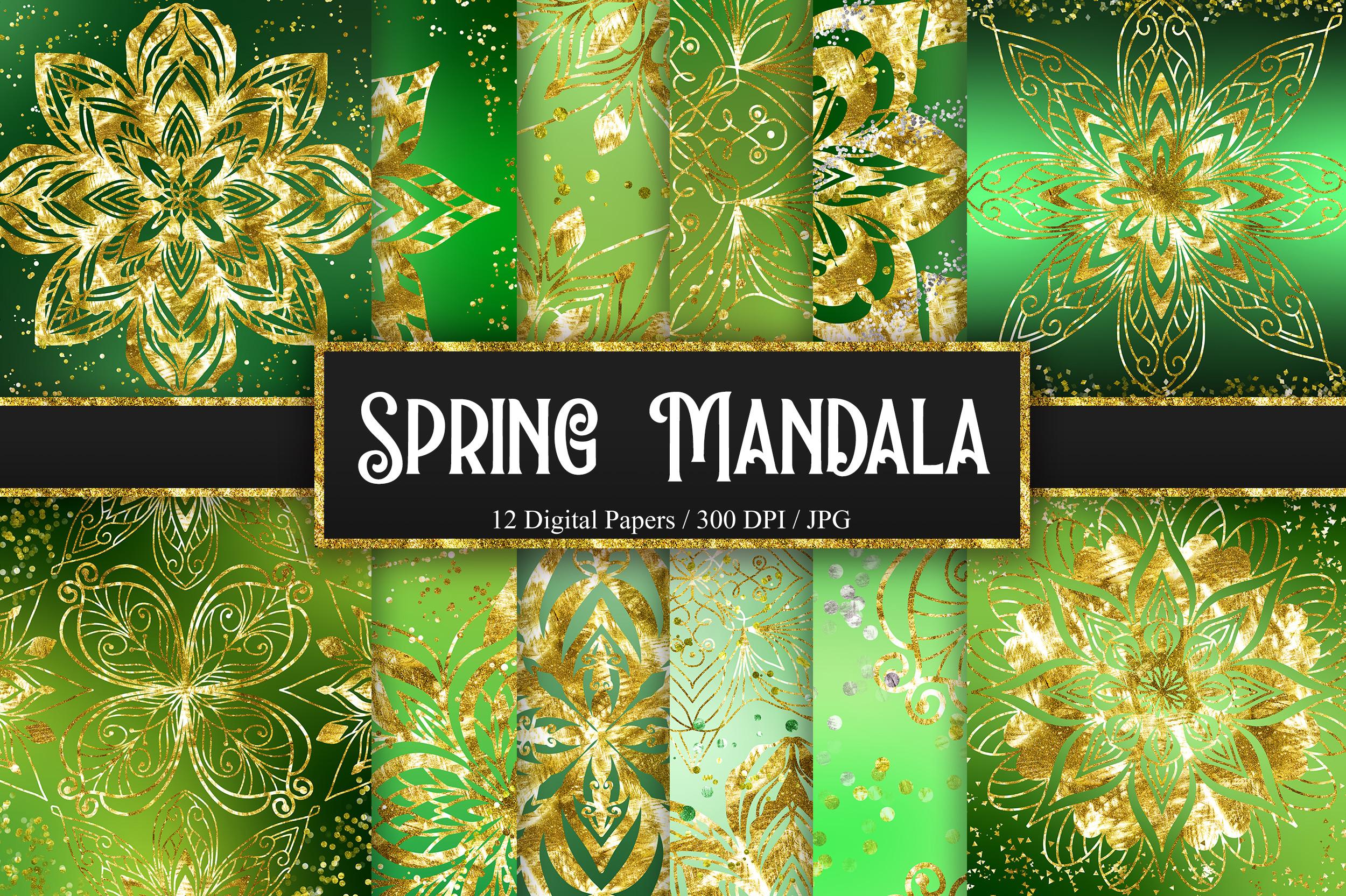Spring Mandala Glitter Background
