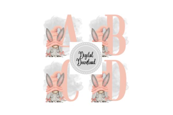 Easter Bunny Gnome Alphabet Clipart