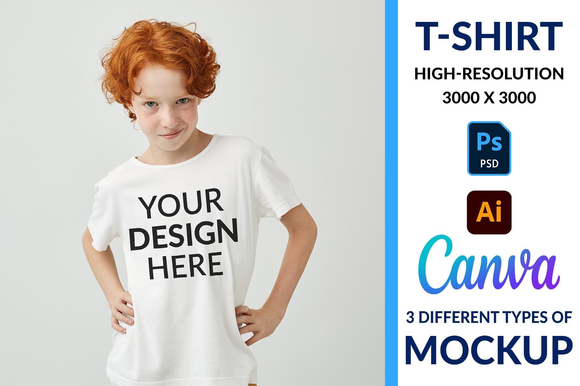Toddler Shirt Mockup, White T-shirt Mock