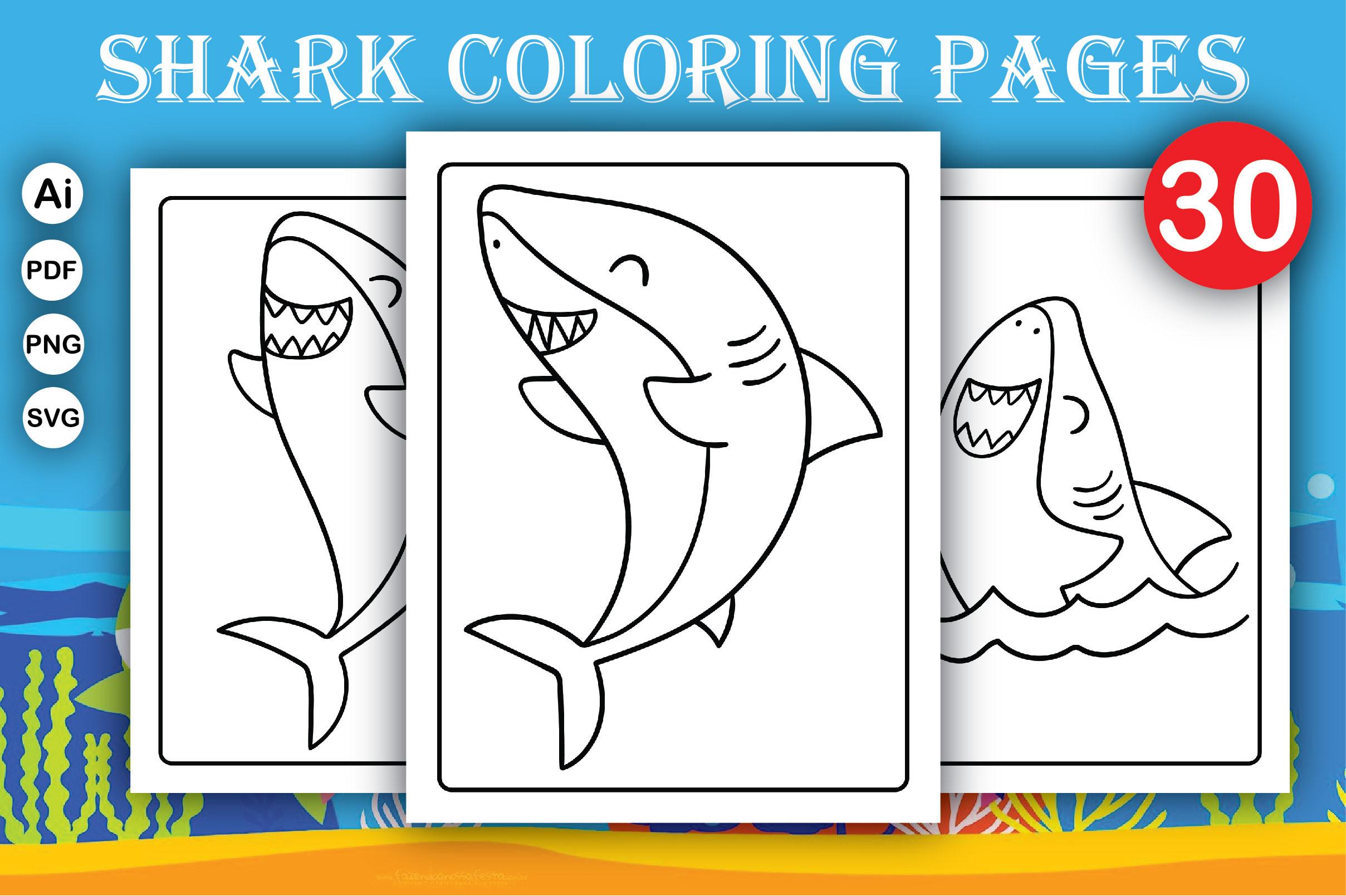 Sea Shark Coloring Pages and Books-KDP