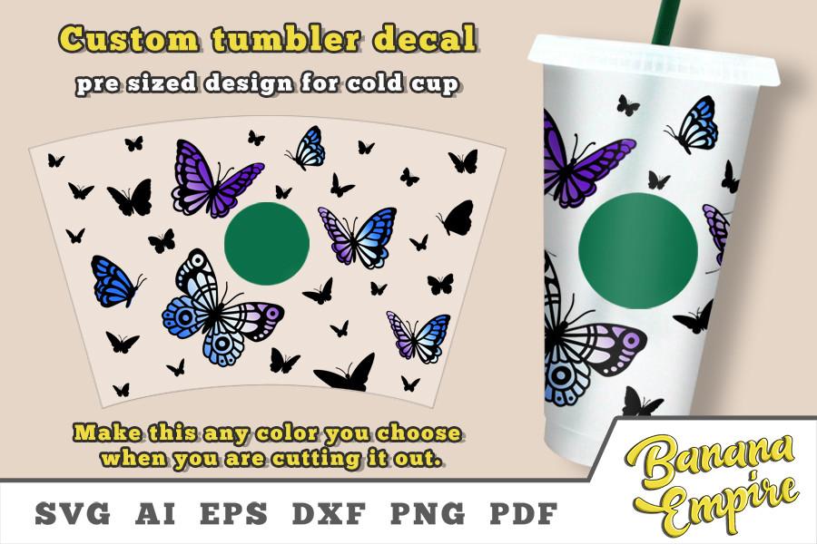 Butterflies Cold Cup Decal Svg