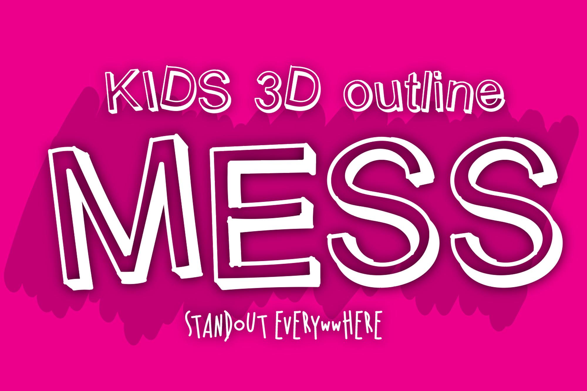 Kids 3D Outline Mess Font
