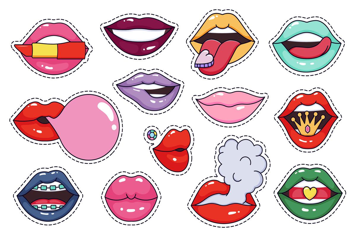 Girl Lips Patch Stickers