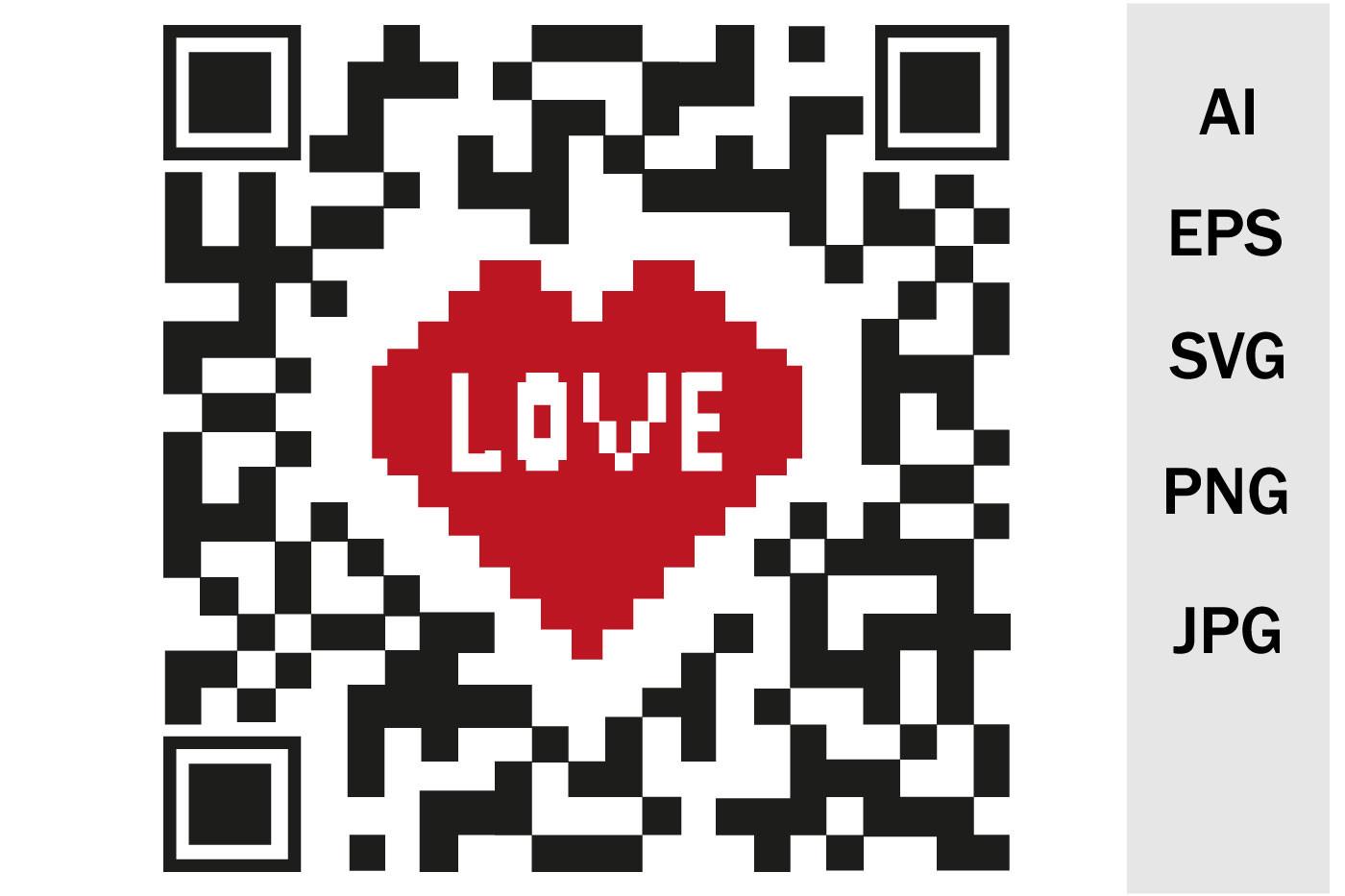Print Love SVG, QR Code Heart