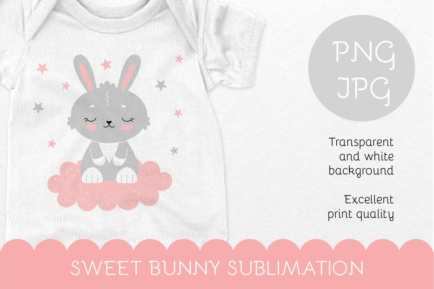Sweet Bunny on the Cloud/sublimation/png