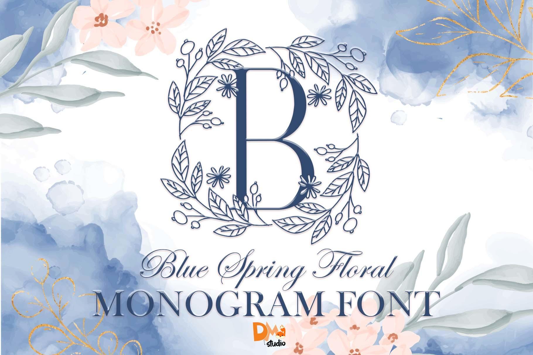 Blue Spring Floral Monogram Font