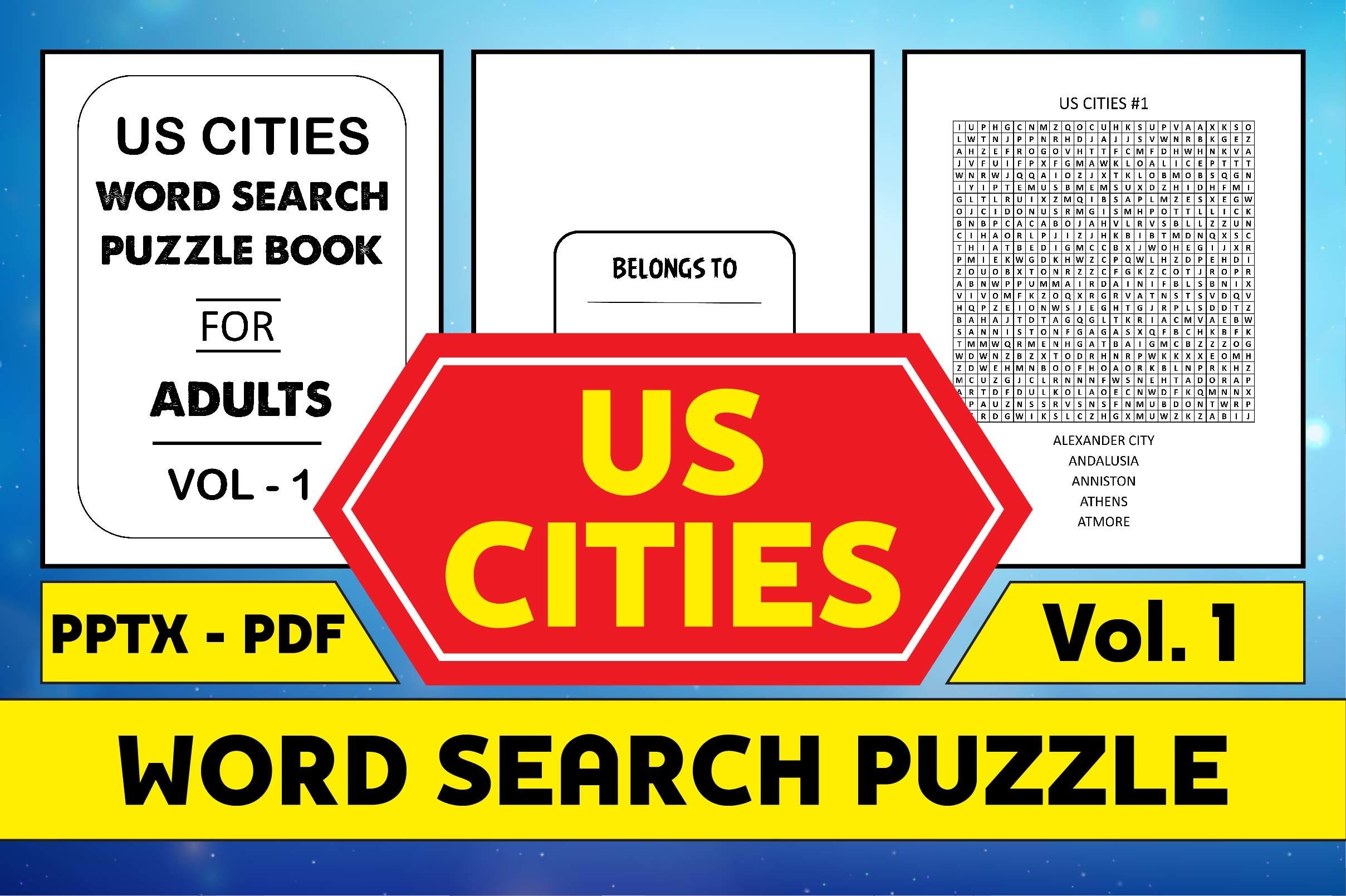 US Cities Word Search Puzzle Interior 1