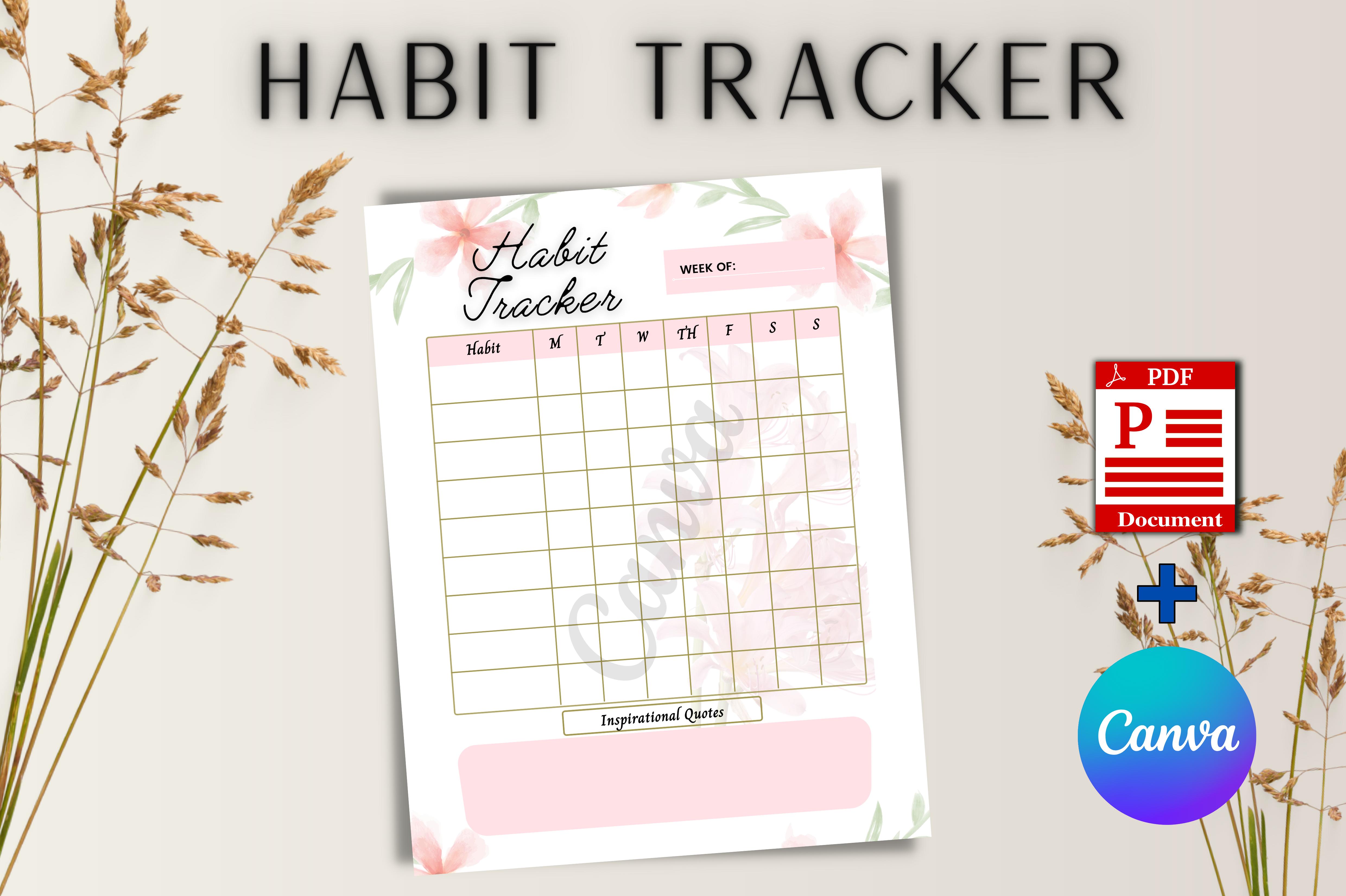 Habit Tracker Editable Canva Templates