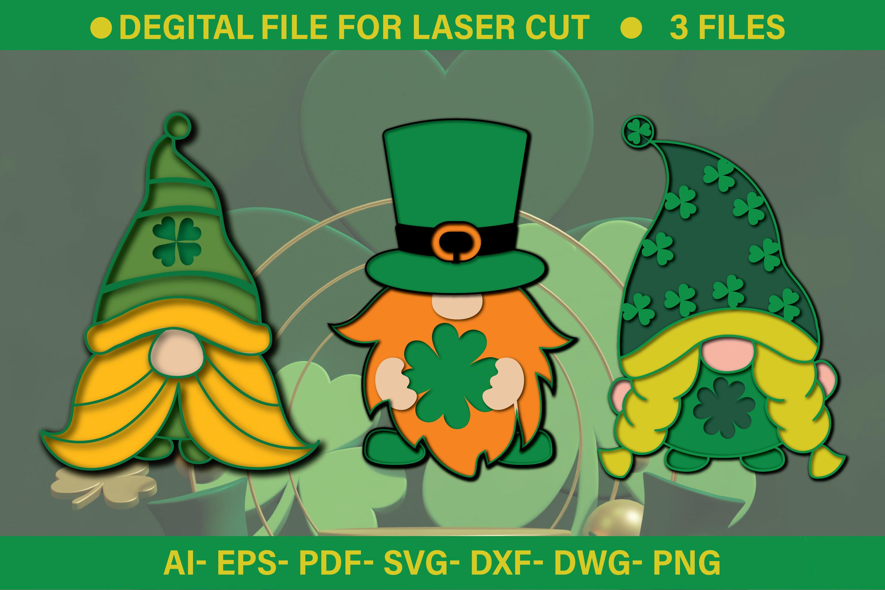 St. Patrick's Day 3d Gnome Paper Cut SVG