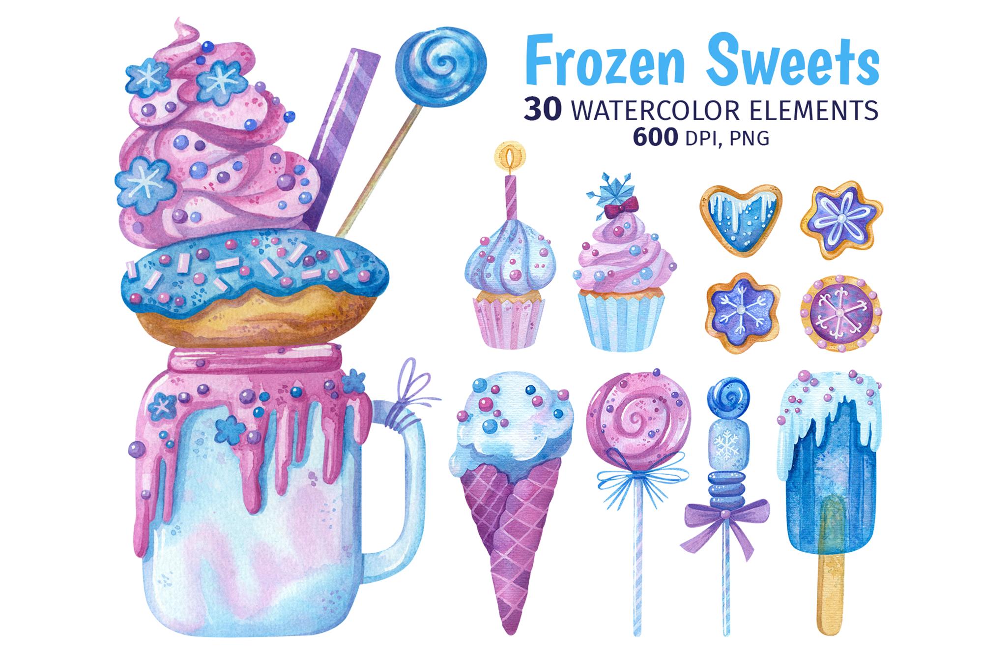 Watercolor Frozen Sweets Clipart.
