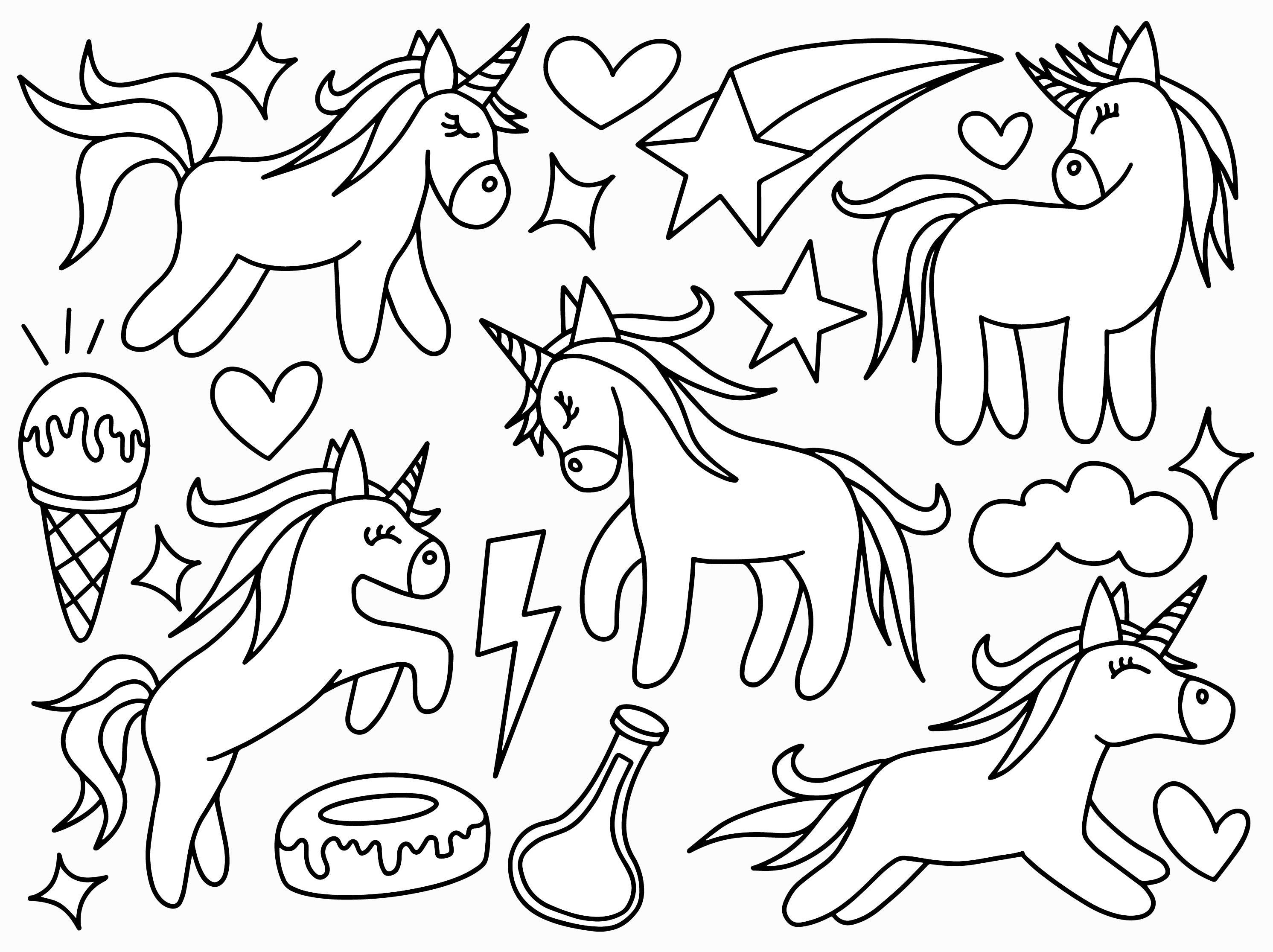 Unicorn Doodle Line Art Collection