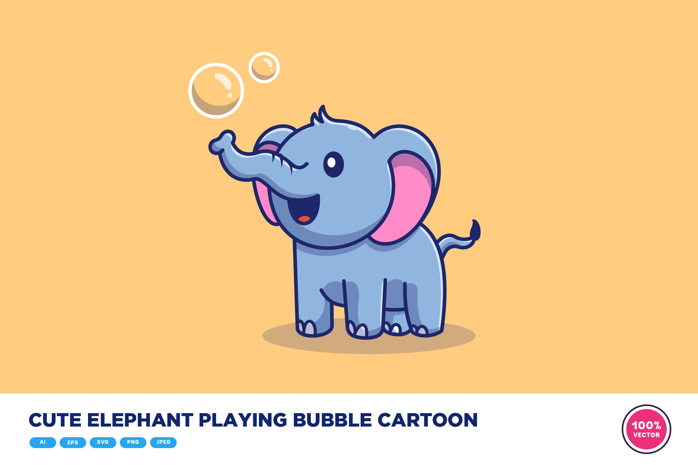 Cute Elephant Playing Bubble