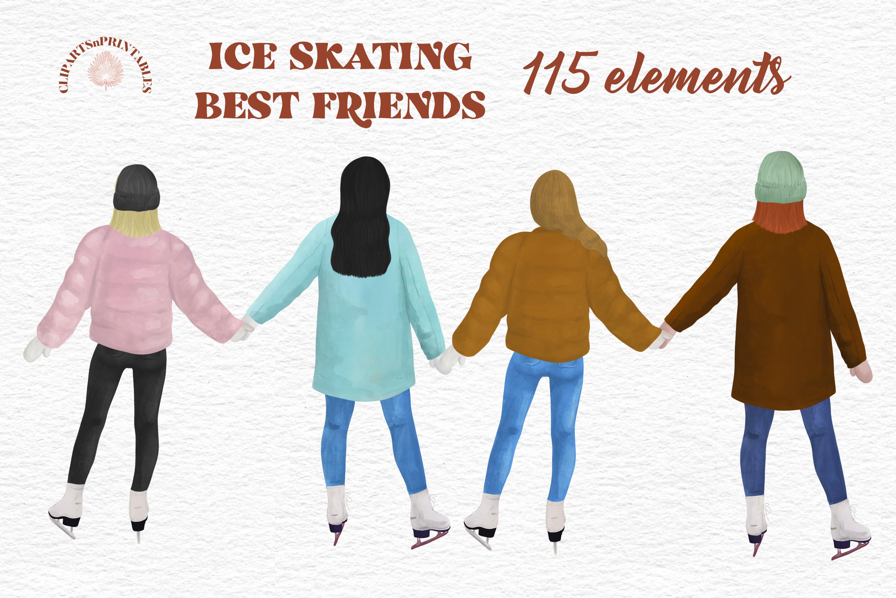 Ice Skating Best Friends Clipart