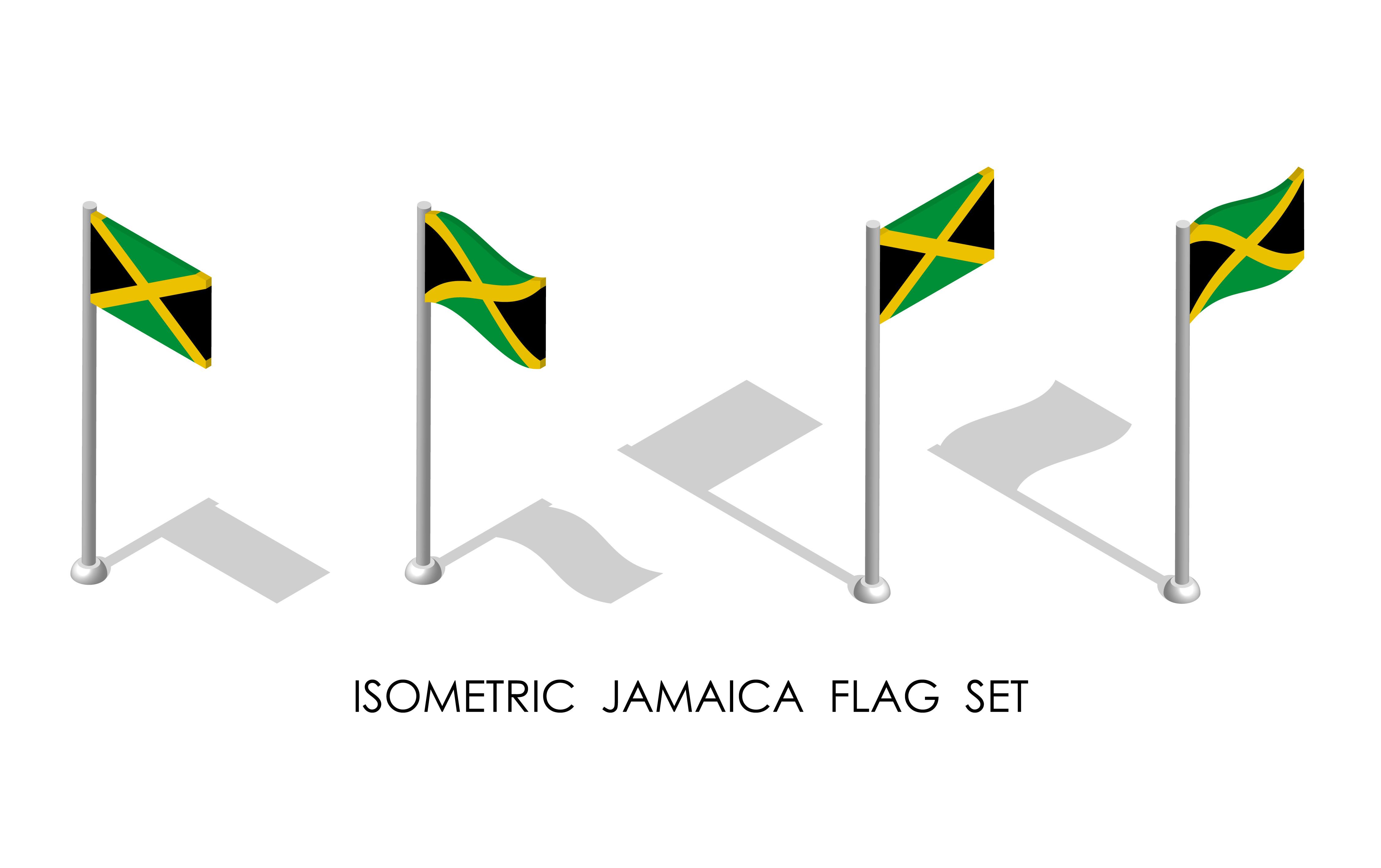 Isometric Flag of Republic of JAMAICA in