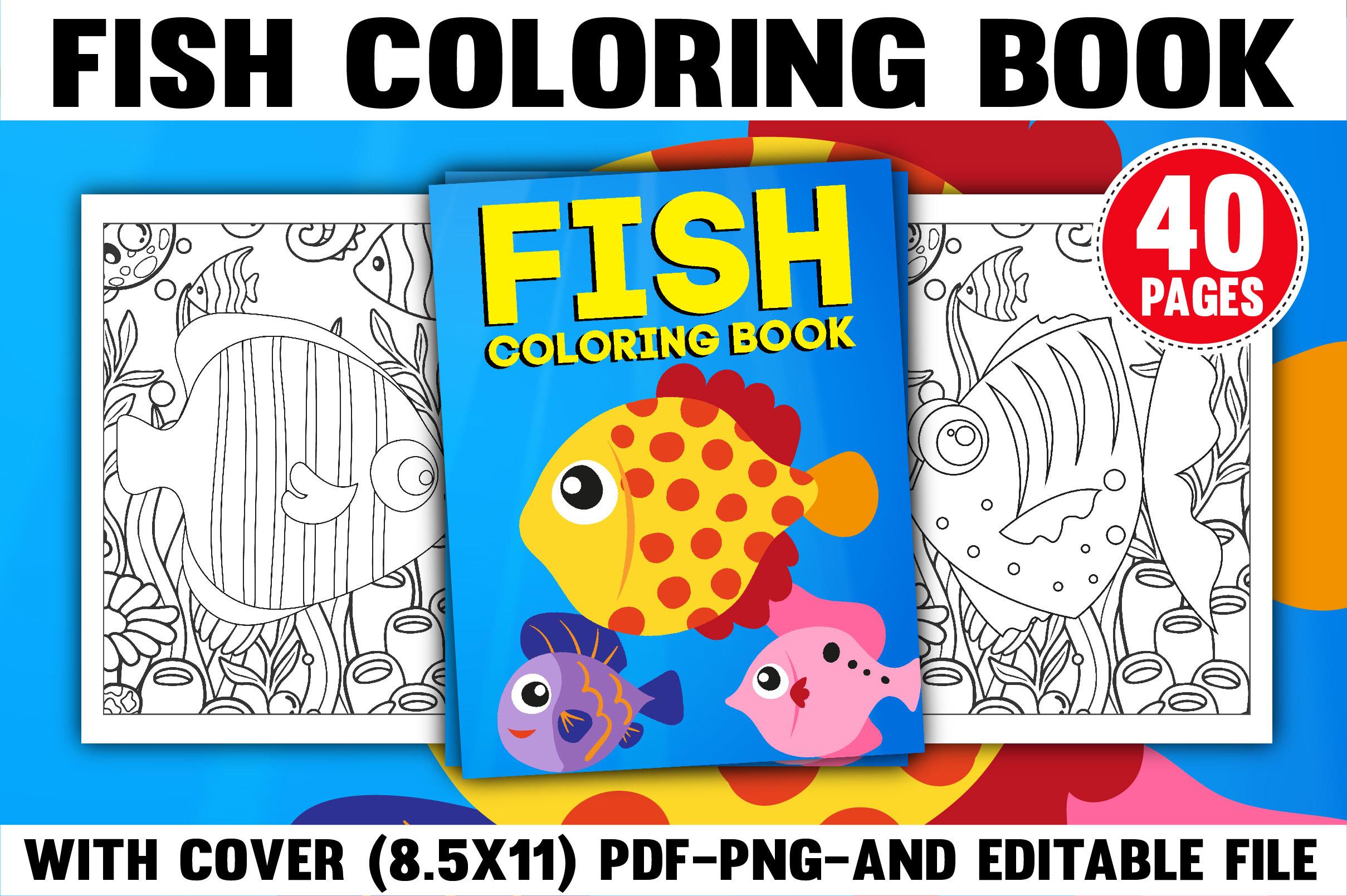 Fish Coloring Book with Cover Design