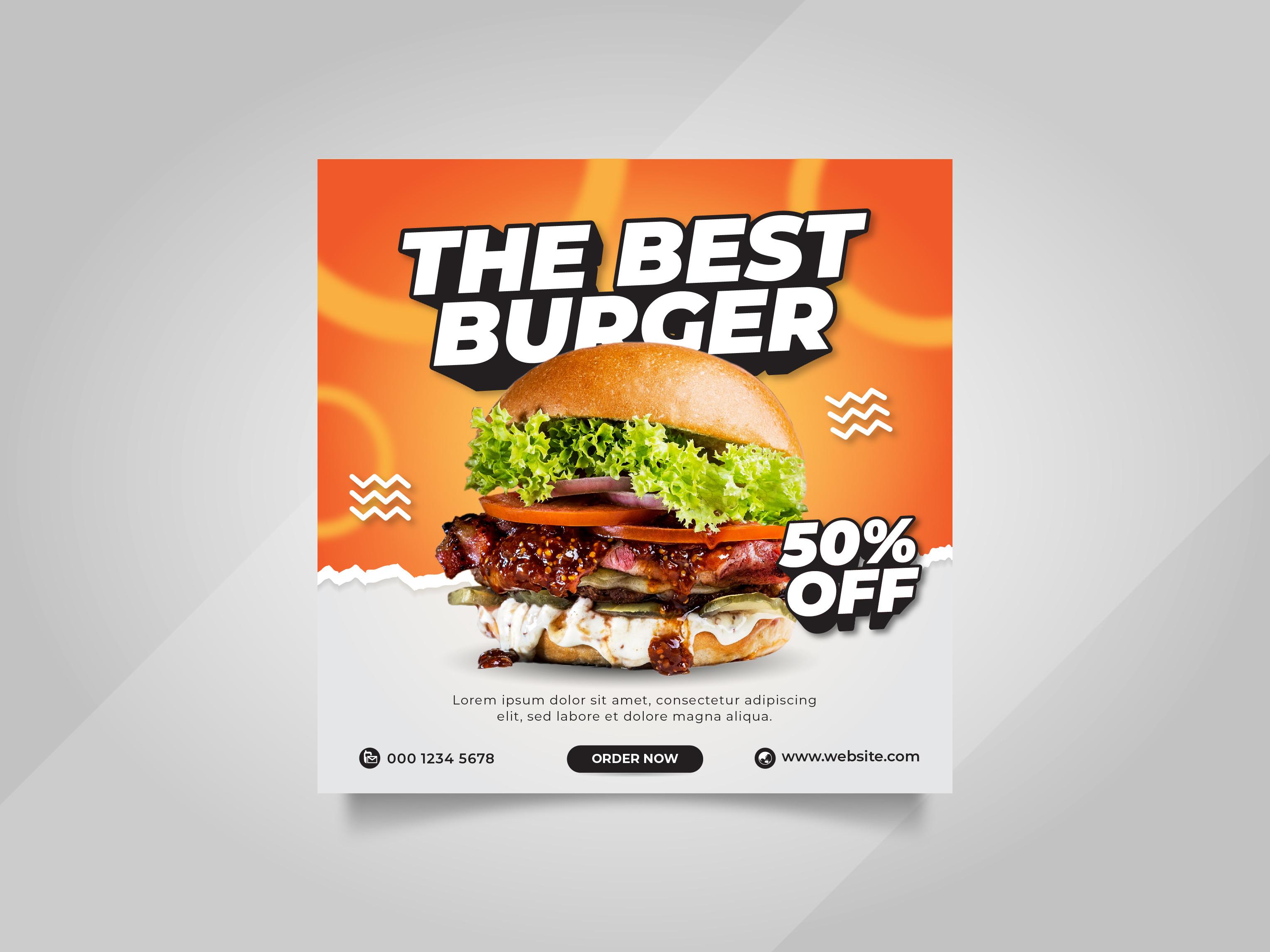 Food Burger Social Media Instagram Post