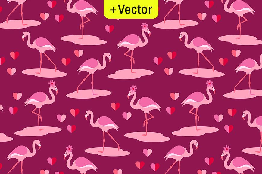 Flamingos is Love Valentine's Pattern