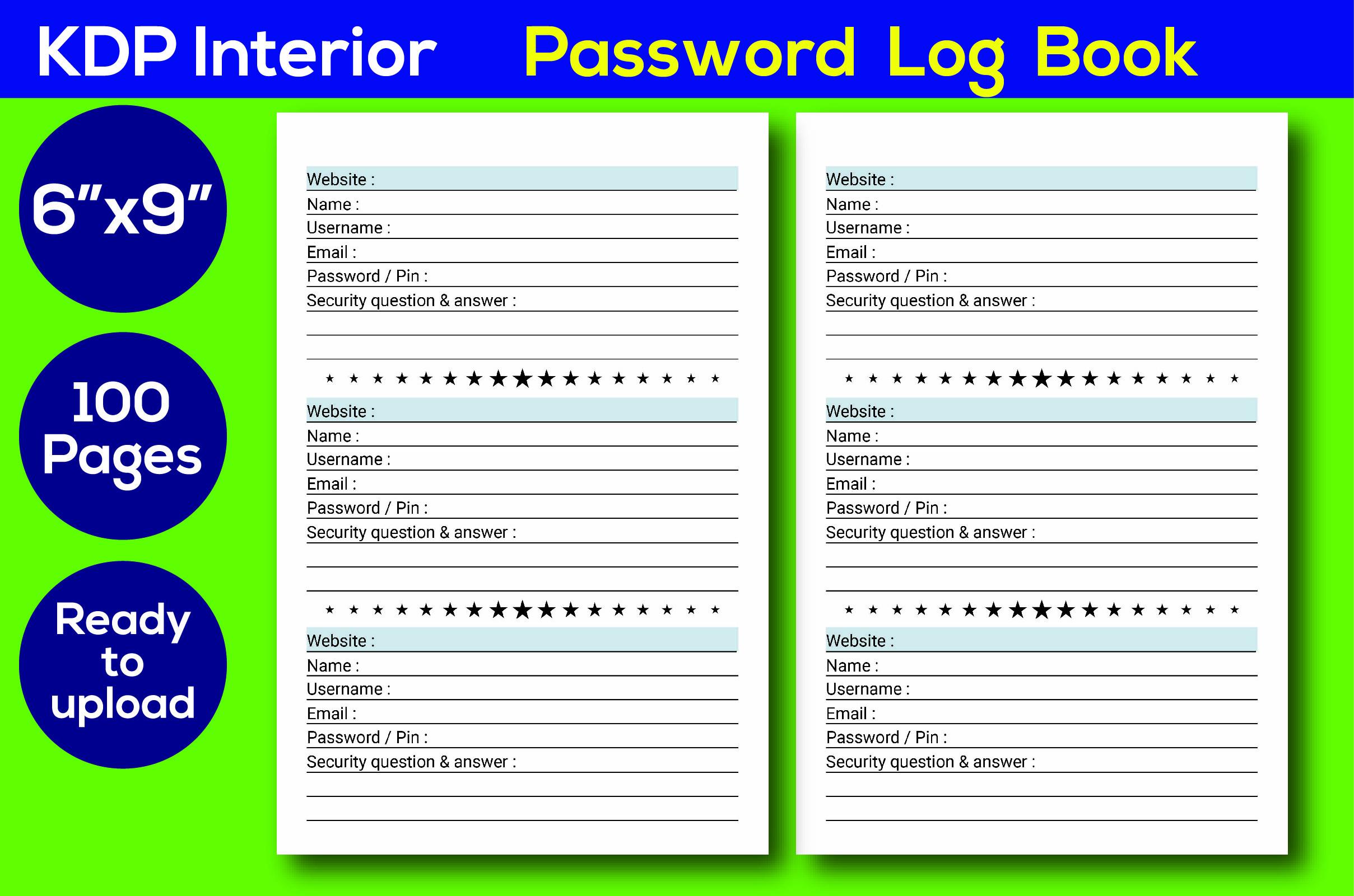 KDP Interior Password Log Book