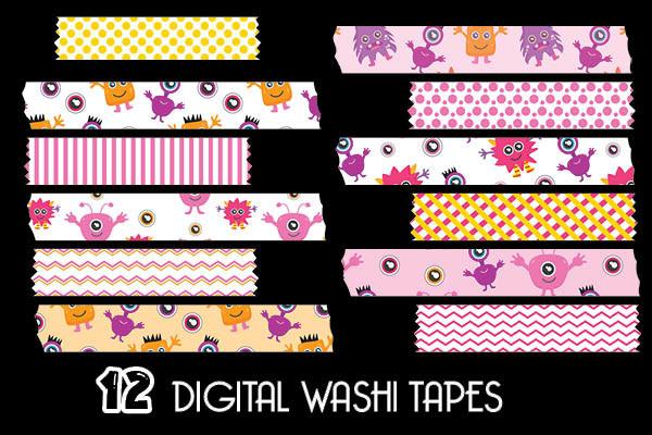 Pink Monsters Washi Tapes Patterns