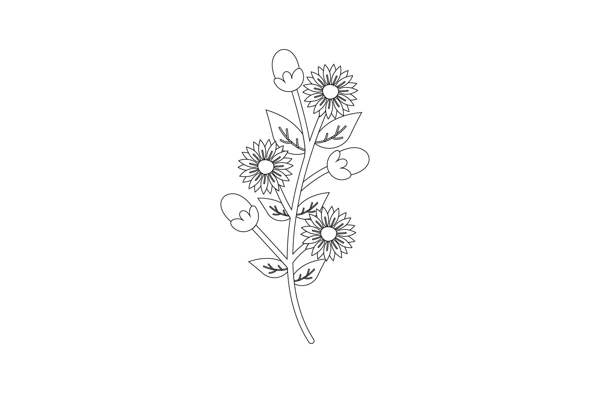 Spring Blooming Sunflowers Coloring Page