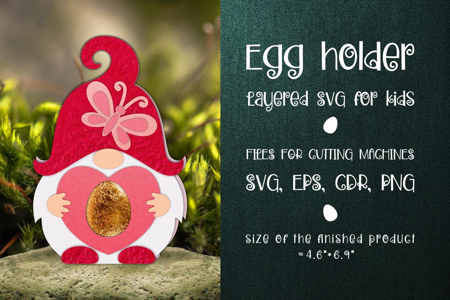 Gnome with Heart Egg Holder Template SVG