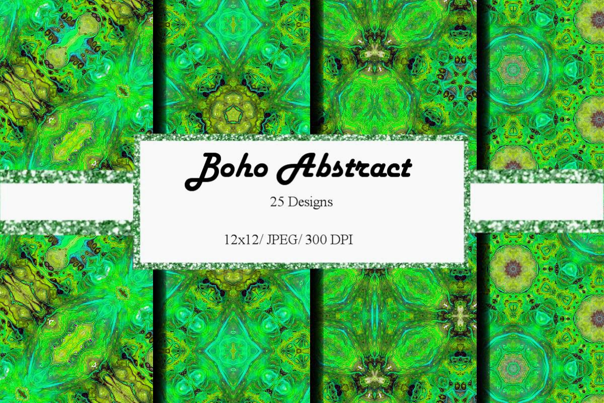 Abstract Boho12x12 Digital Paper Greens