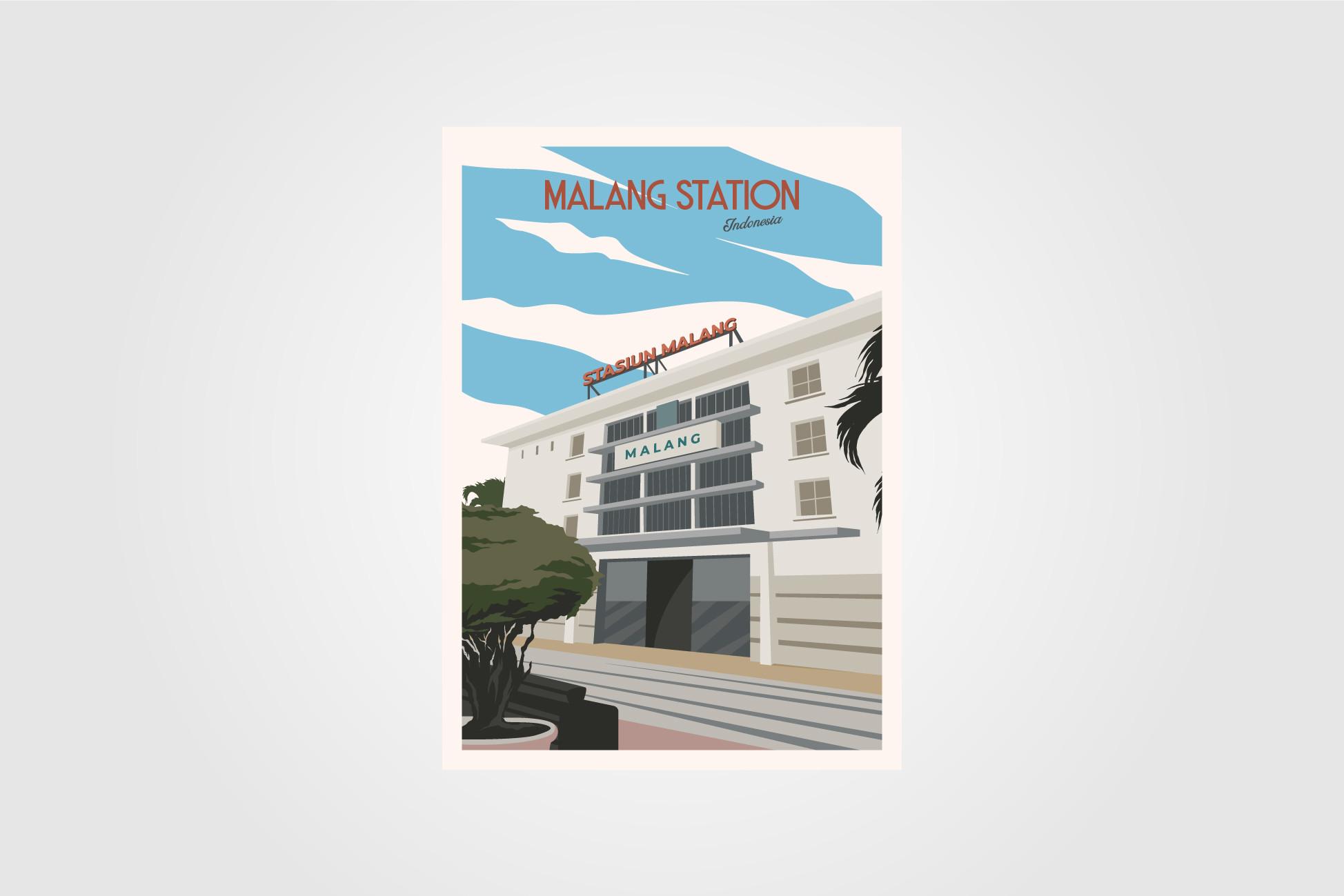 Malang Railway Station Travel Poster