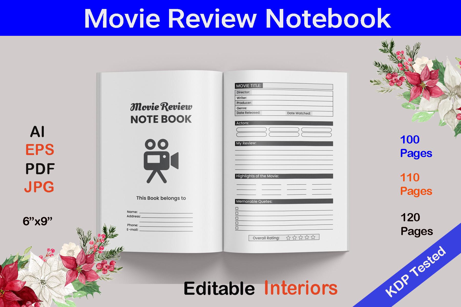 Movie Review Notebook Interior for KDP