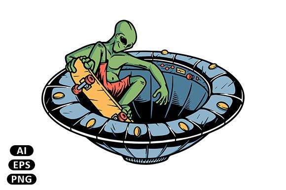 Alien Skateboarder in Ufo
