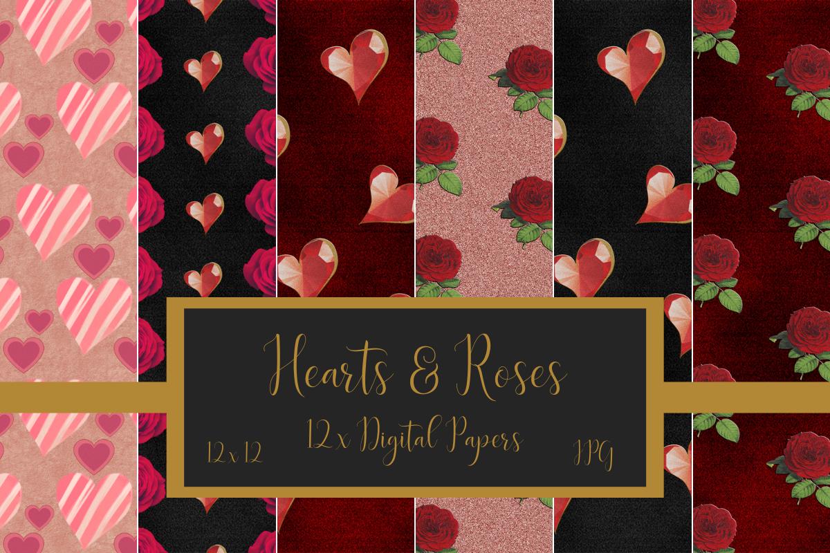 Hearts and Roses Digital Papers X 12