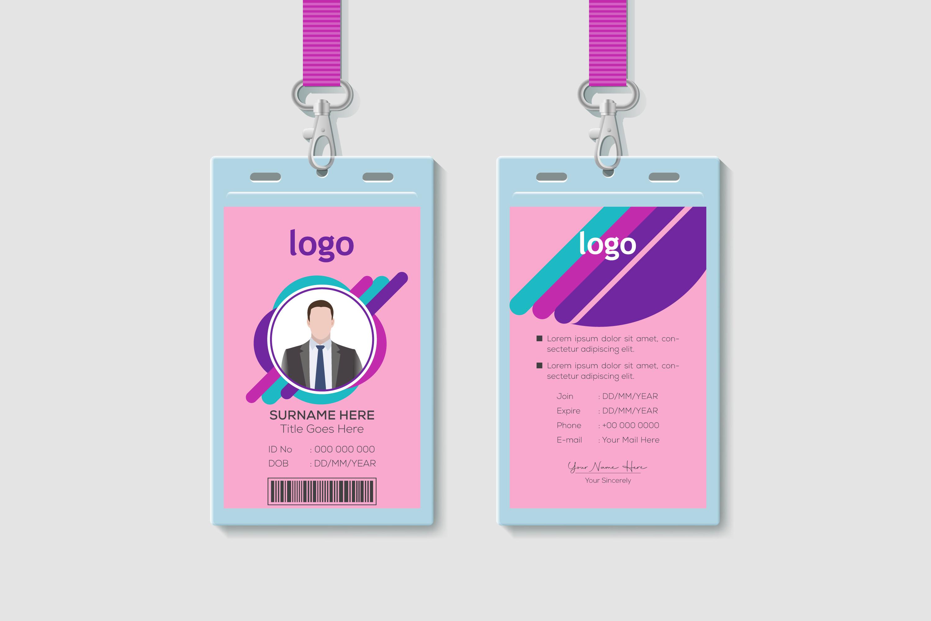 Corporate ID Card Template Pink & Purple