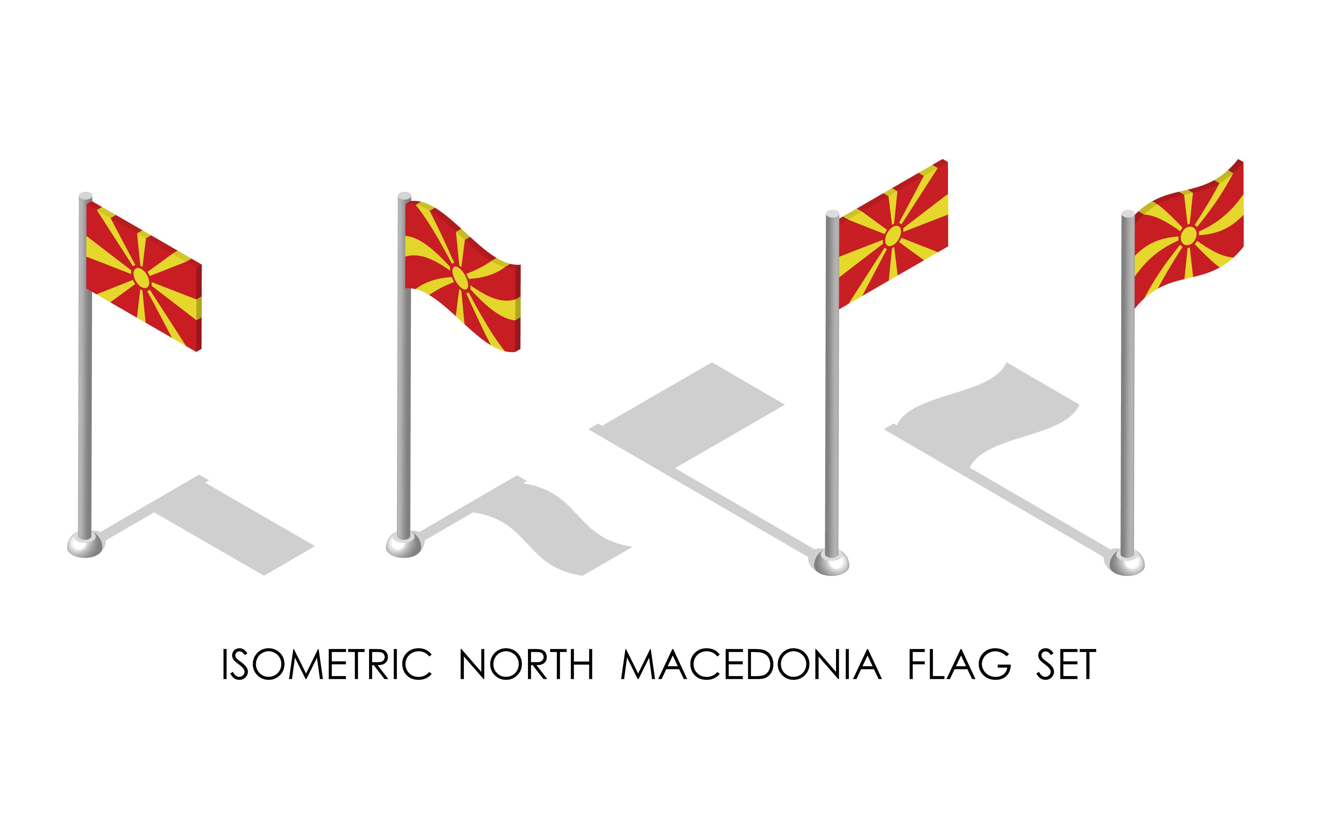 Isometric Flag of NORTH MACEDONIA in Sta