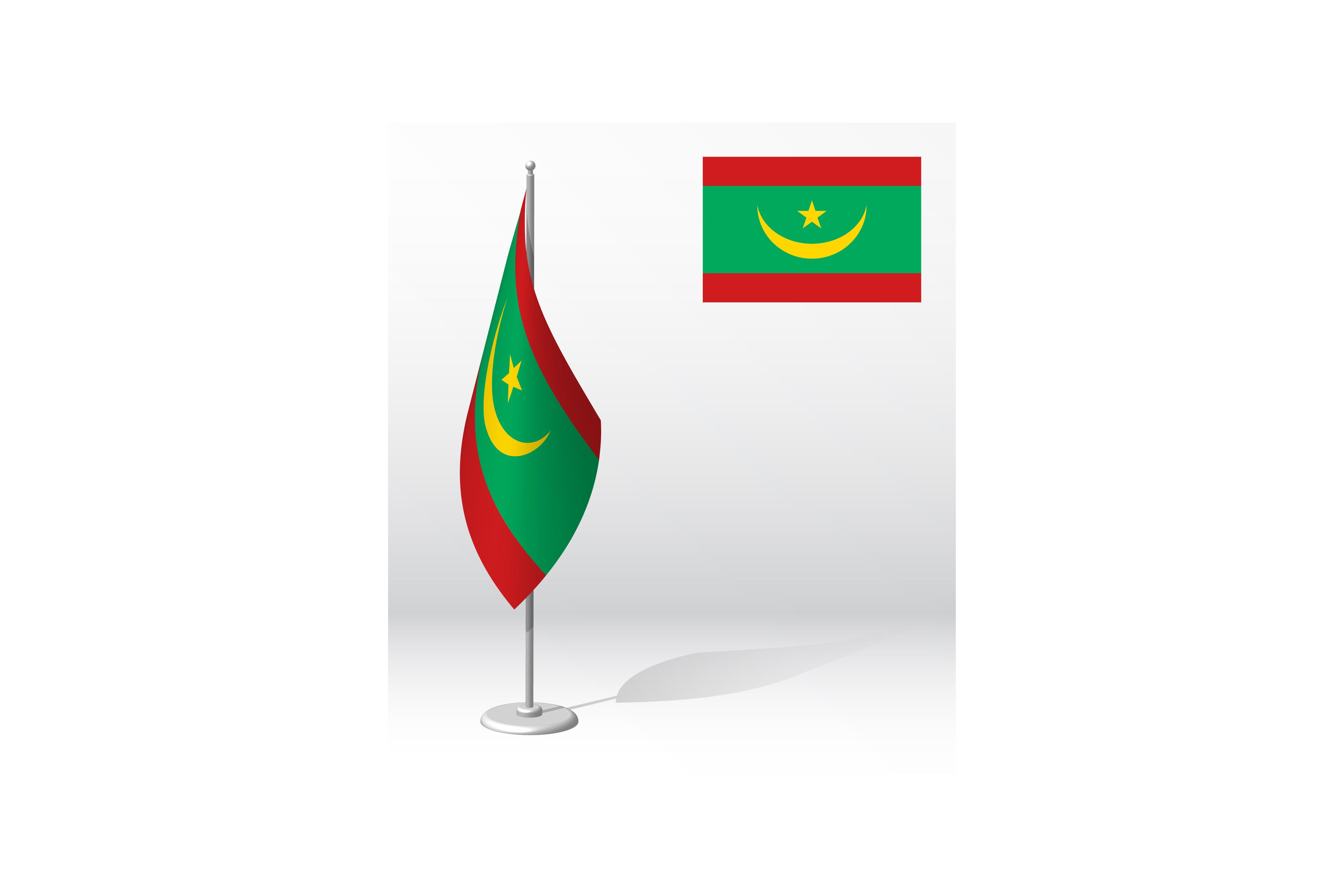 MAURITANIA Flag on Flagpole for Registra