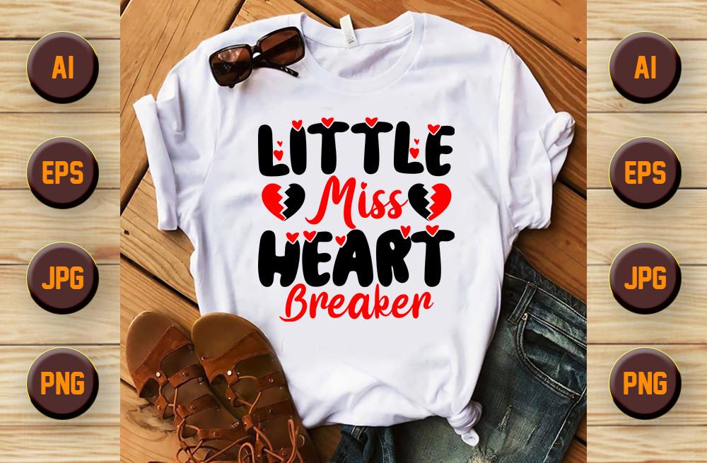 Little Miss Heart Valentines Day T Shirt