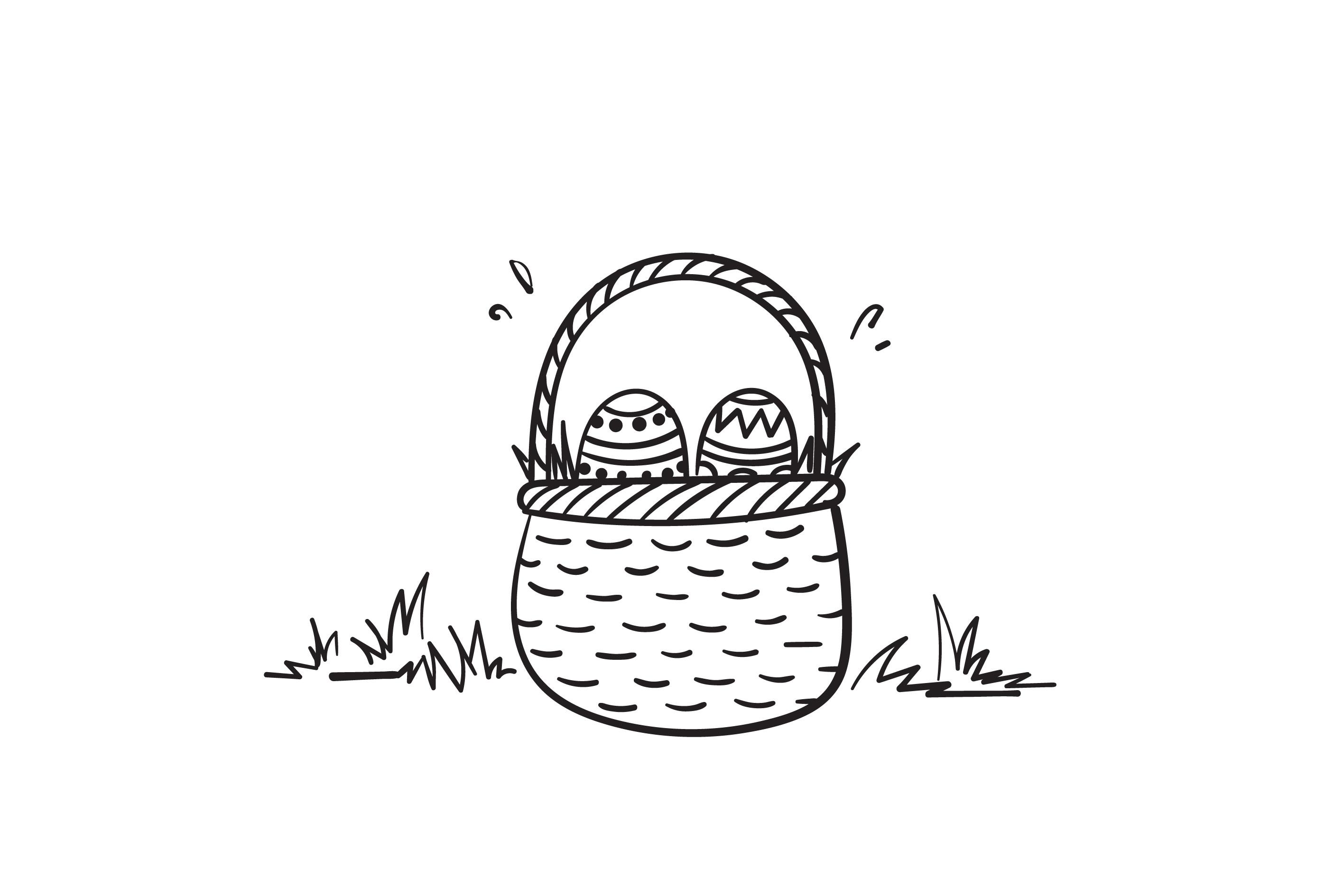 Doodle Easter Egg in Basket Illustration