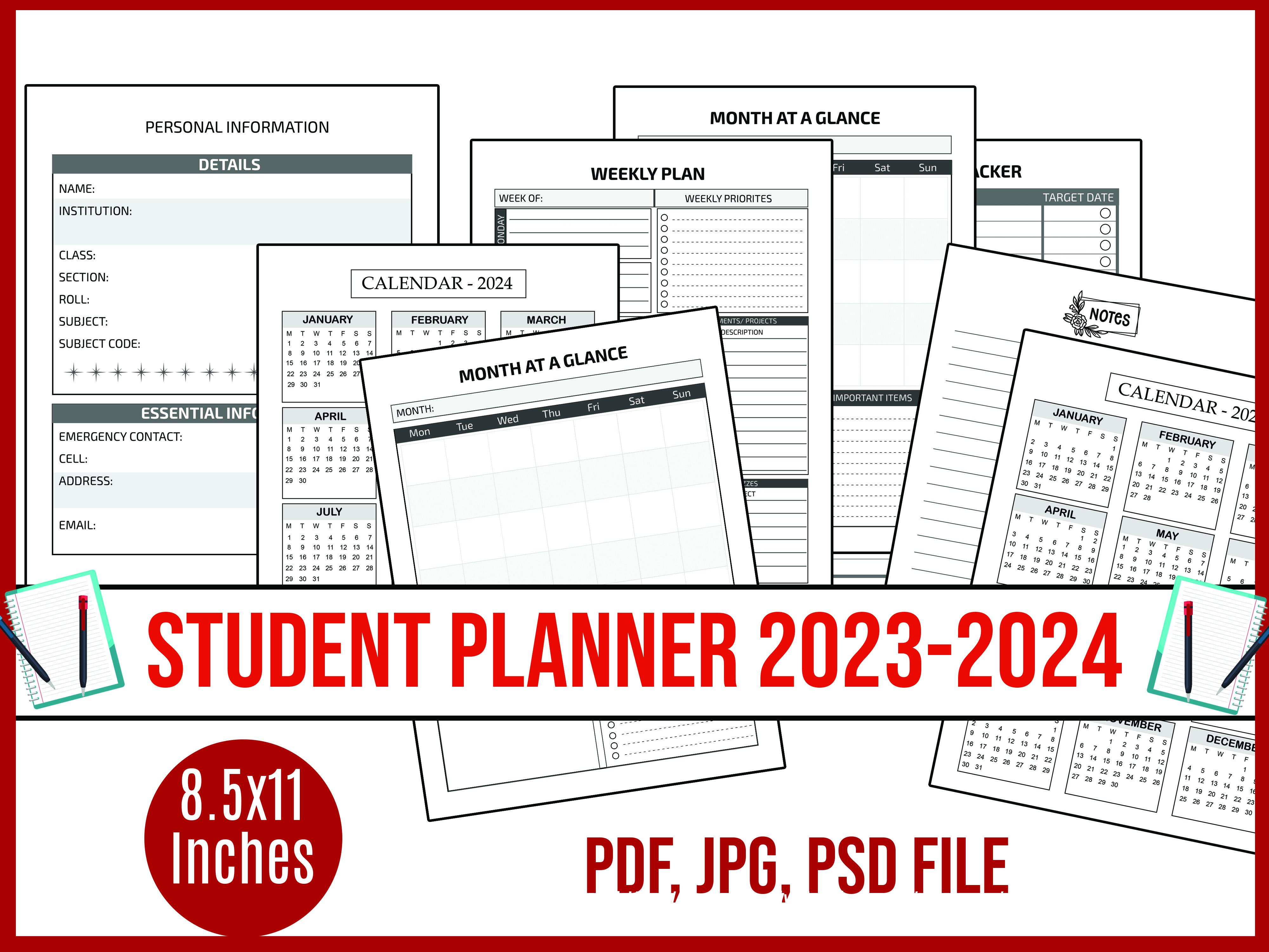 Student Planner 2023-2024, Study Planner