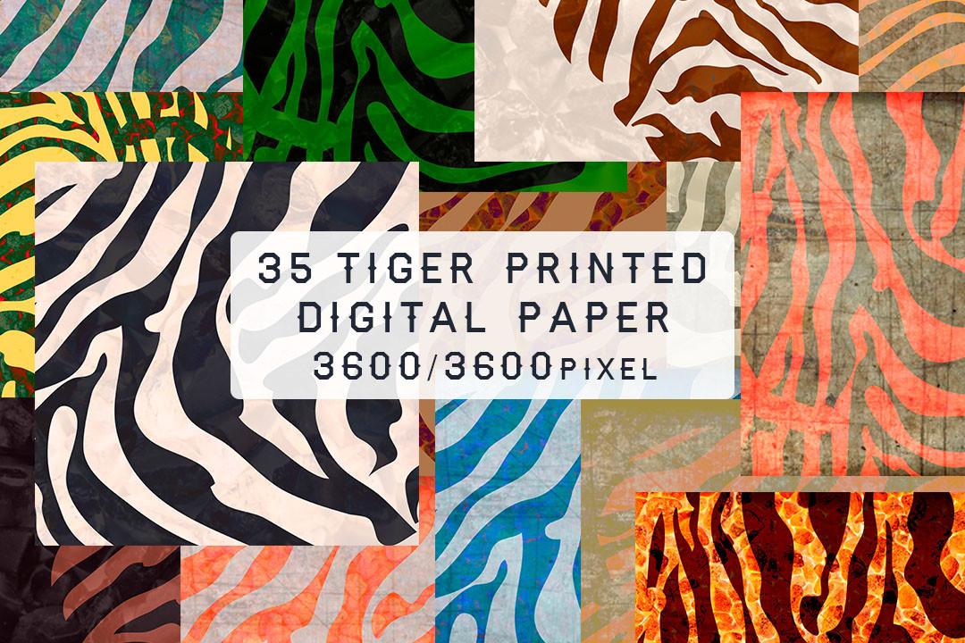 Digital Paper with Tiger Print.