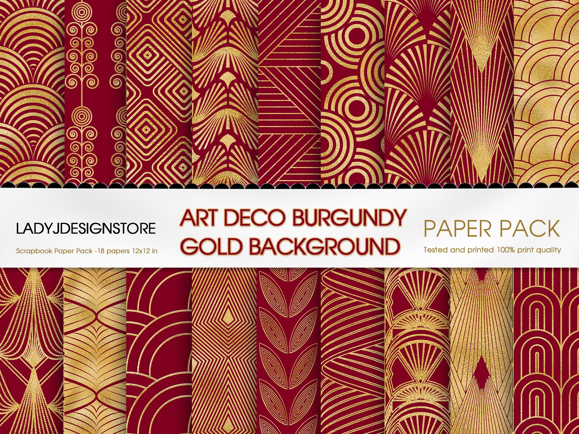 Art Deco Burgundy Gold