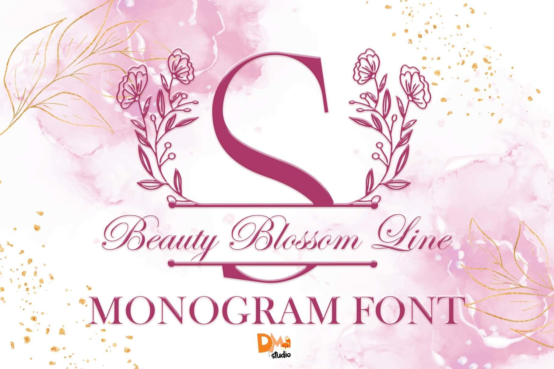 Beauty Blossom Line Monogram Font