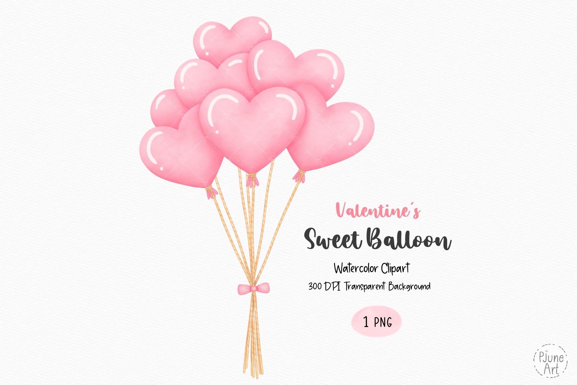 Valentine Pink Heart Balloons Clipart.